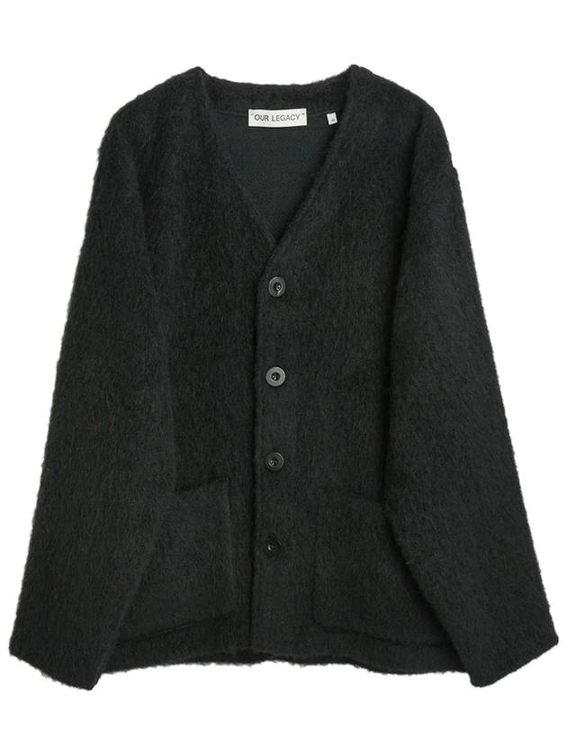 Mohair V-neck Relaxed Fit Wool Cardigan Black - OUR LEGACY - BALAAN 2