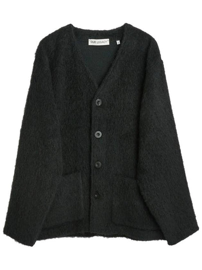 Mohair V-Neck Relaxed Fit Wool Cardigan Black - OUR LEGACY - BALAAN 2