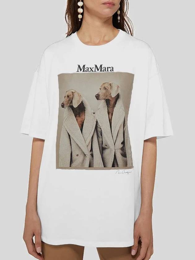 Women's Tacco Print Logo Cotton Short Sleeve T-Shirt White - MAX MARA - BALAAN 3