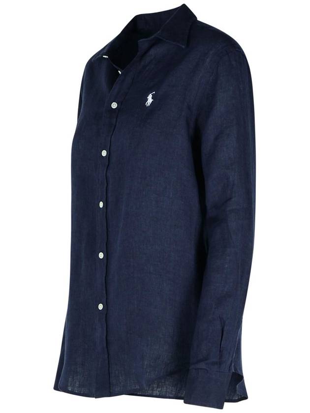 Polo Ralph Lauren Navy Linen Shirt - POLO RALPH LAUREN - BALAAN 2