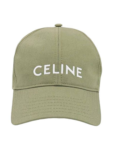 Embroidered Logo Cotton Ball Cap Vert Grise - CELINE - BALAAN 1