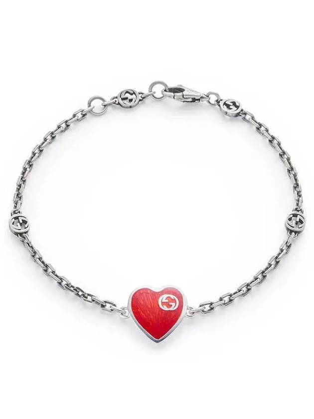 Interlocking G Heart Bracelet Red YBA645546001 - GUCCI - BALAAN 2