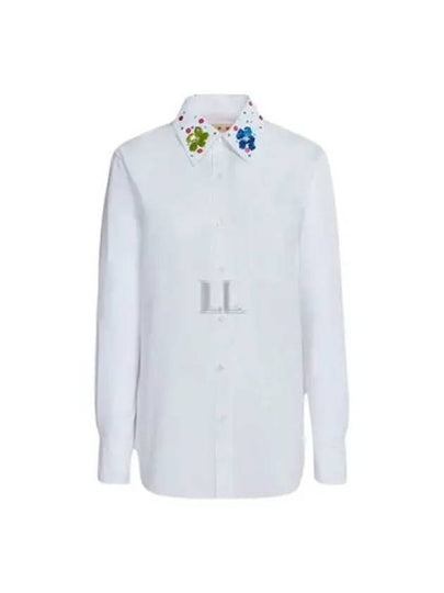 Embroidered Collar Regular Fit Shirt Lily White - MARNI - BALAAN 2