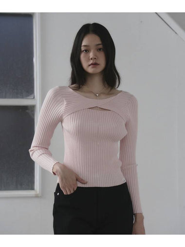 Twist slim ribbed knit Light pink - THE GREEN LAB - BALAAN 1