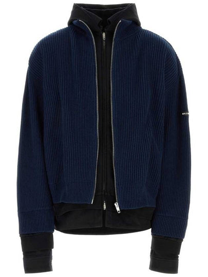 Layered Zip Up Hoodie Blue - BALENCIAGA - BALAAN 2