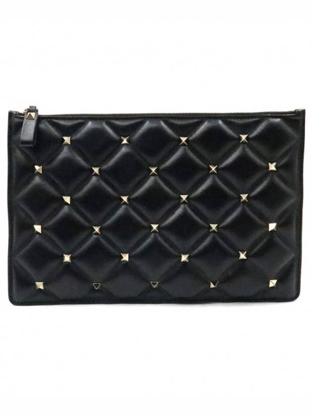 Women s Valentino TW2P0Q70NAP Black Gold Candy Stud Clutch gt Pouch Gangbuk used luxury goods - VALENTINO - BALAAN 1