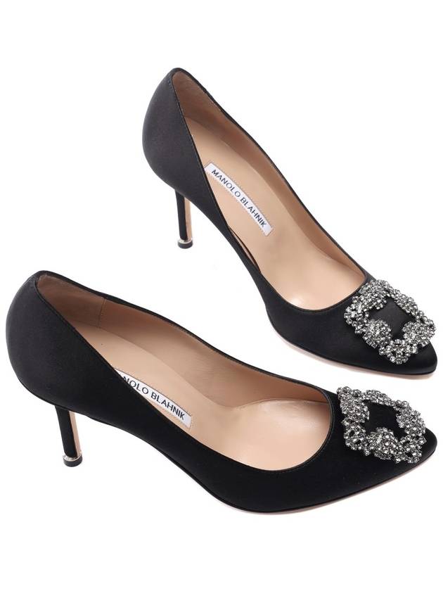 Women's Hangisi 90 Satin Pumps Heel Black - MANOLO BLAHNIK - BALAAN 6