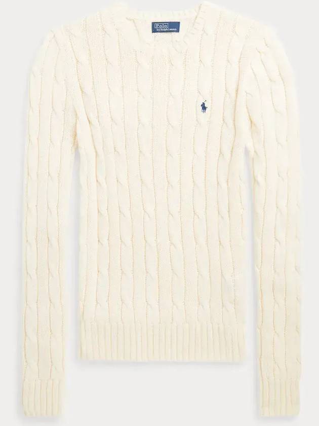 Embroidered Logo Pony Cable Knit Top Cream - POLO RALPH LAUREN - BALAAN 2