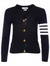 Milano Stitch 4 Bar Classic V Neck Fine Merino Wool Cardigan Navy - THOM BROWNE - BALAAN 7