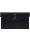 Uptown Grain de Poudre Embossed Leather Clutch Bag Black - SAINT LAURENT - BALAAN 3