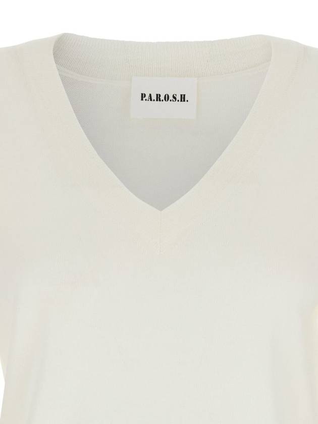 White V-Neck Long-Sleeved Sweater In Wool And Silk Blend Woman - P.A.R.O.S.H. - BALAAN 3