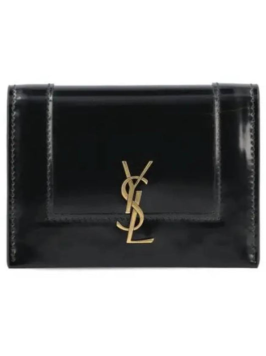 Cassandre Shiny Leather Card Wallet Black - SAINT LAURENT - BALAAN 2