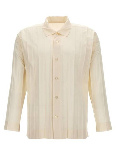 Pleated Long Sleeve Shirt White - ISSEY MIYAKE - BALAAN 1