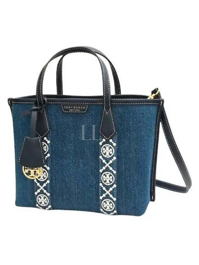 Perry Triple Compartment Small Tote Bag Denim Blue - TORY BURCH - BALAAN 2