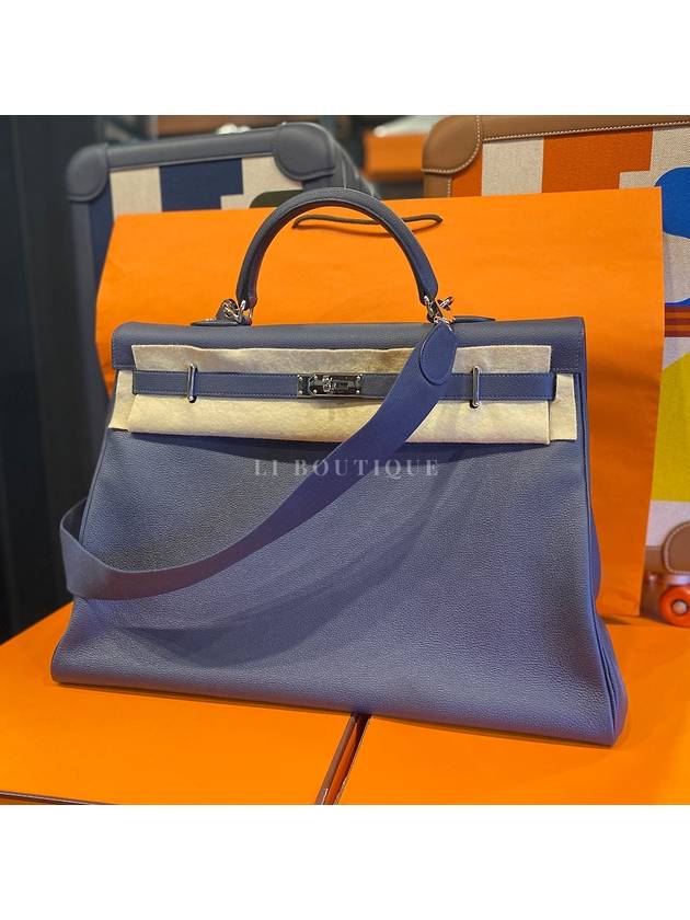 Kelly tote bag crossbody AMAZON navy silver plate size 50 - HERMES - BALAAN 2