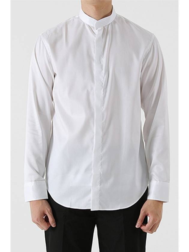 China Collar Long-Sleeved Shirt White - EMPORIO ARMANI - BALAAN 3