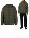 Seamless Logo Nylon Hooded Down Jacket Olive - STONE ISLAND - BALAAN 2