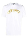 Seashell Baroque Embroidered Logo Crewneck Short Sleeve T-Shirt Black - VERSACE - BALAAN 2