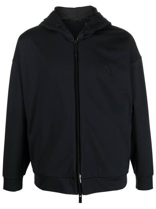 Logo Patch Zip Up Hoodie Black - MONCLER - BALAAN 2