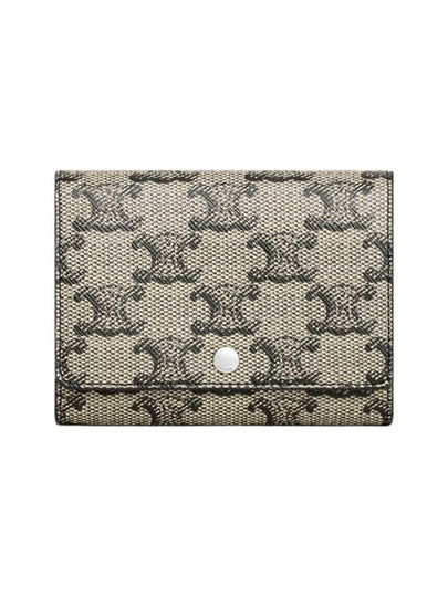 Triomphe Canvas Calfskin Business Card Wallet Beige - CELINE - BALAAN 2