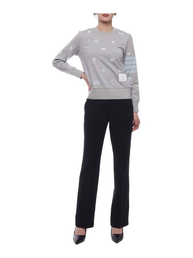 Nautical Embroidery Crew Neck Knit Top Grey - THOM BROWNE - BALAAN 4