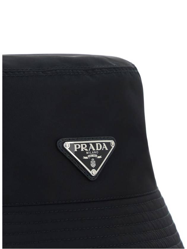 Re-Nylon Triangle Logo Bucket Hat Black - PRADA - BALAAN 3