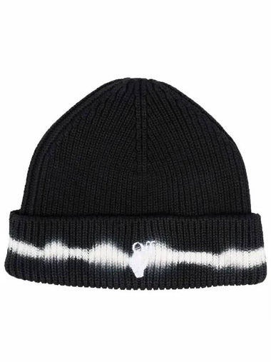 Hands Off Logo Knit Beanie Black - OFF WHITE - BALAAN 1