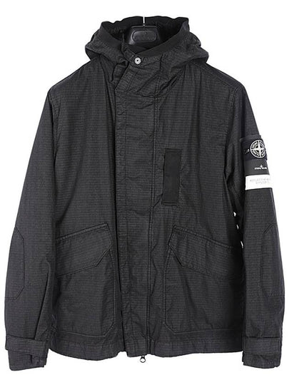 Wappen Patch Reflective Weave Ripstop TC Hooded Jacket Black - STONE ISLAND - BALAAN 2