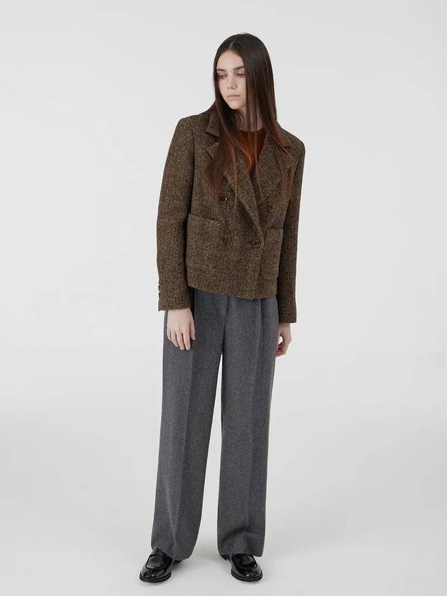 Short herringbone double jacket brown - VOYONN - BALAAN 8