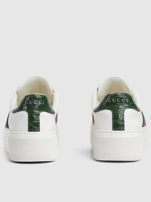 Women's Leather Low Top Sneakers White - GUCCI - BALAAN 4