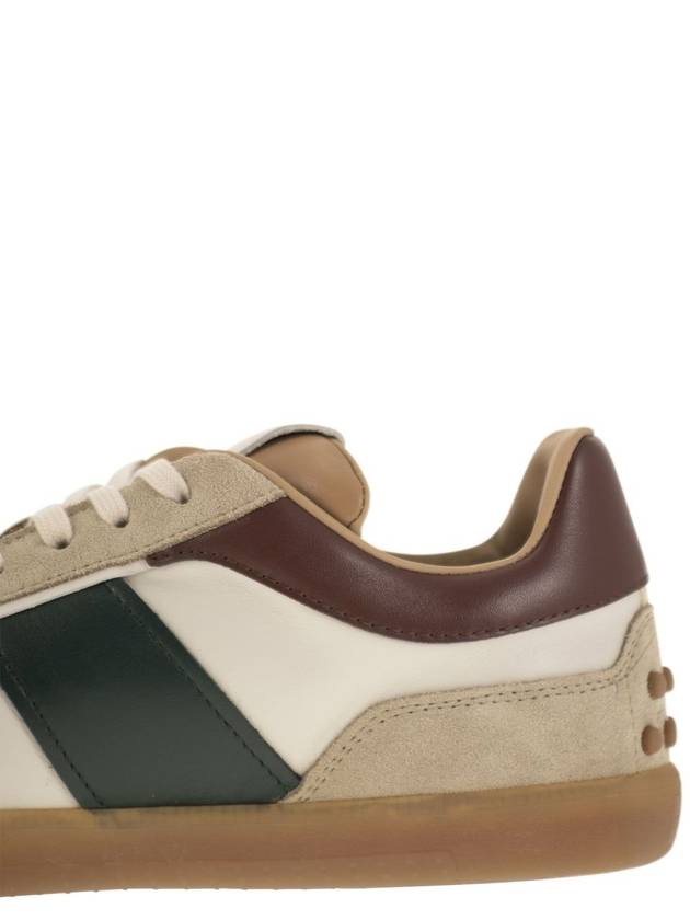 Tricolor Embossed Logo Low-Top Sneakers Brown Beige - TOD'S - BALAAN 8