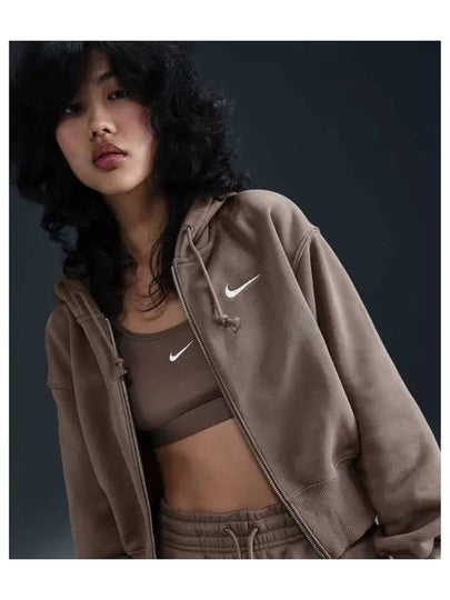 Sportswear Phoenix Fleece Crop Hooded Zip-Up Milk Brown - NIKE - BALAAN 2