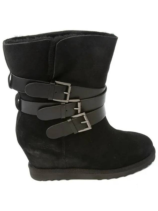 YES Fleece Wedge Ugg Boots Black 330291 - ASH - BALAAN 1