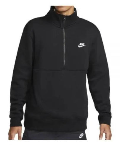 Women's Sportswear Club Fleece Half Zip Up Sweatshirt Black - NIKE - BALAAN 2