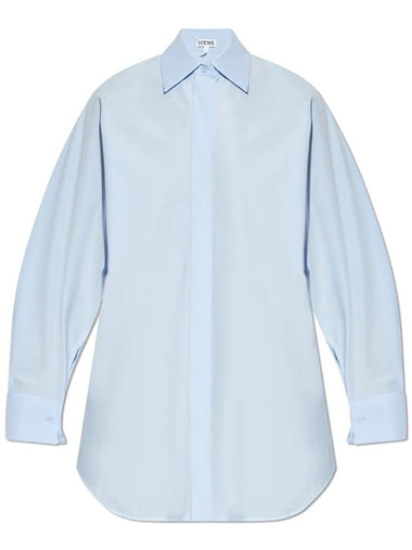 Loewe Cotton Shirt, Women's, Light Blue - LOEWE - BALAAN 1