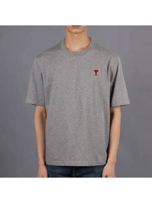 Small Heart Logo Boxy Fit Short Sleeve T-Shirt Grey - AMI - BALAAN 2