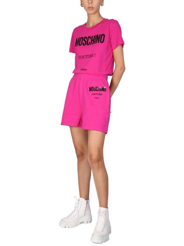 Women's Vinyl Logo Print Shorts Pink - MOSCHINO - BALAAN 3