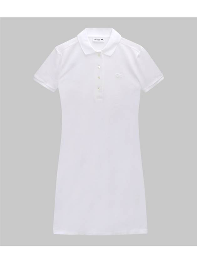 STRETCH COTTON PIQUE POLO DRESS - LACOSTE - BALAAN 1