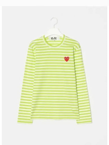 Women s Red Heart Waffen Striped T shirt Green White Domestic Product GM0023022211039 - COMME DES GARCONS PLAY - BALAAN 1