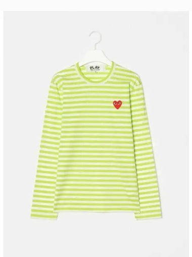 Women s Red Heart Waffen Striped T shirt Green White Domestic Product GM0023022211039 - COMME DES GARCONS PLAY - BALAAN 1