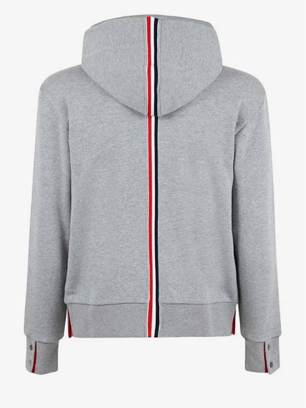 Center Back Stripe Cotton Zip Up Hoodie Light Grey - THOM BROWNE - BALAAN 8