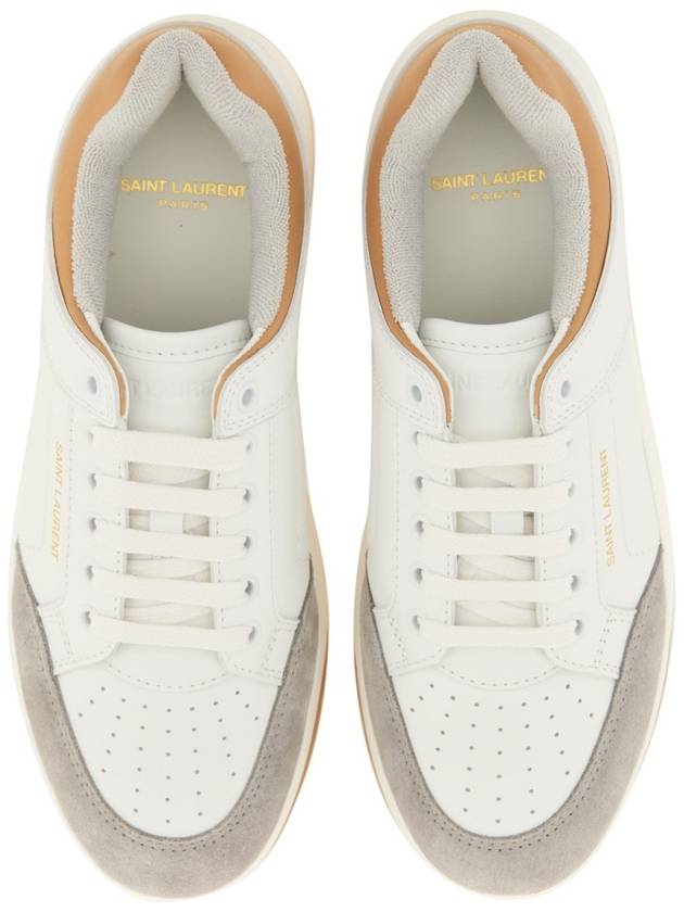 Sl61 Smooth Leather Suede Low Top Sneakers White - SAINT LAURENT - BALAAN 4