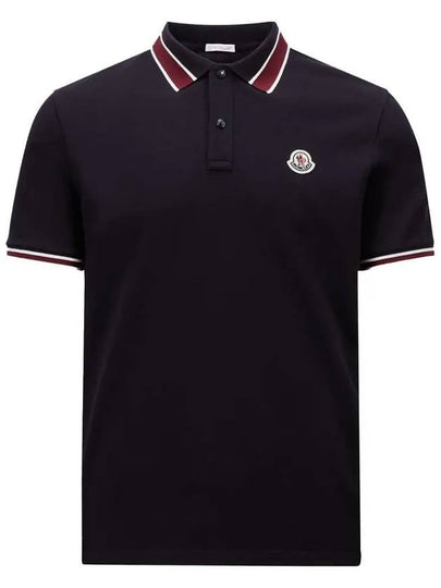 Logo Patch Polo Shirt Dark Blue - MONCLER - BALAAN 2