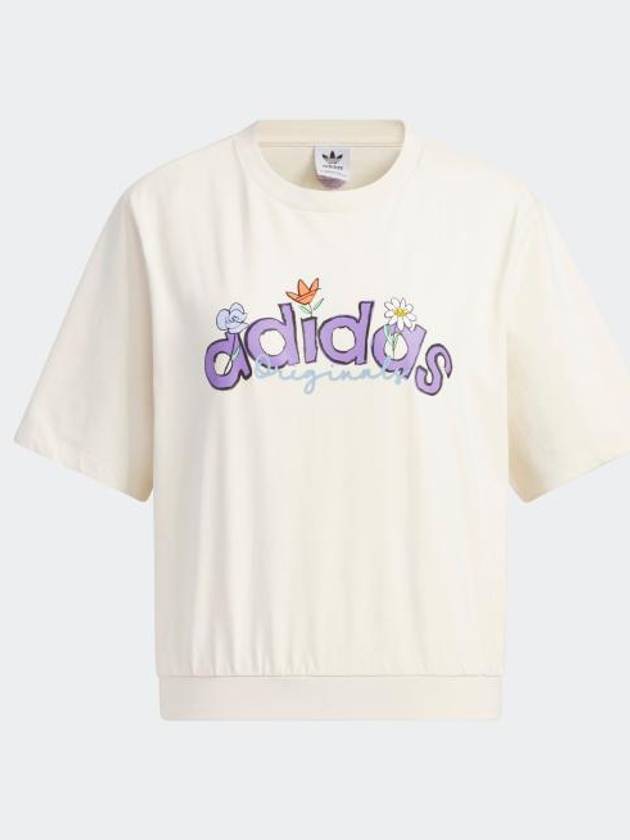 Summer Logo Print Cropped Short Sleeve T-Shirt Ivory - ADIDAS - BALAAN 2