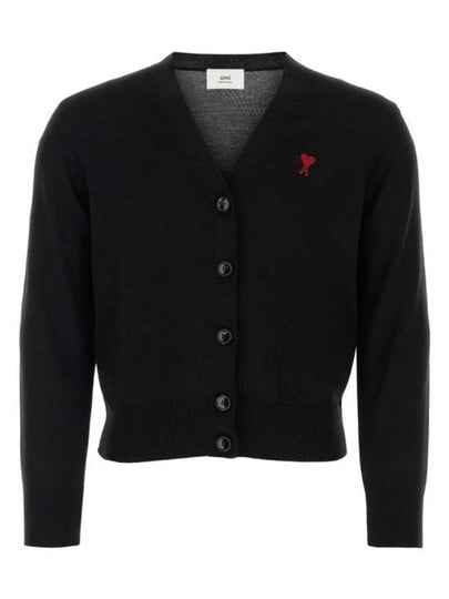 Heart Logo Wool Cardigan Black - AMI - BALAAN 2