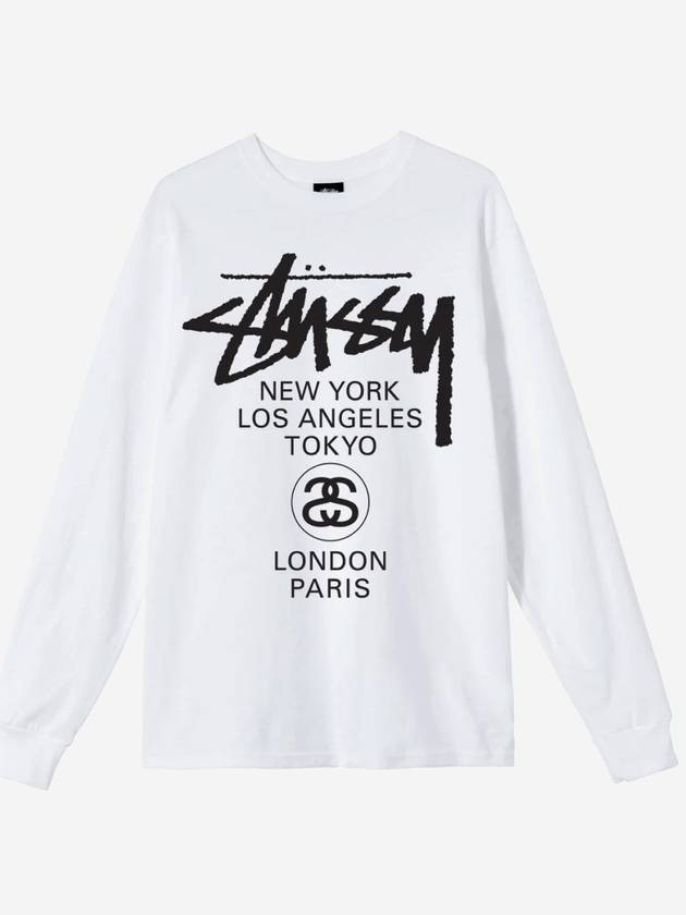 World Tour Long Sleeve TShirt White 3993658 3993614 3993713 - STUSSY - BALAAN 1