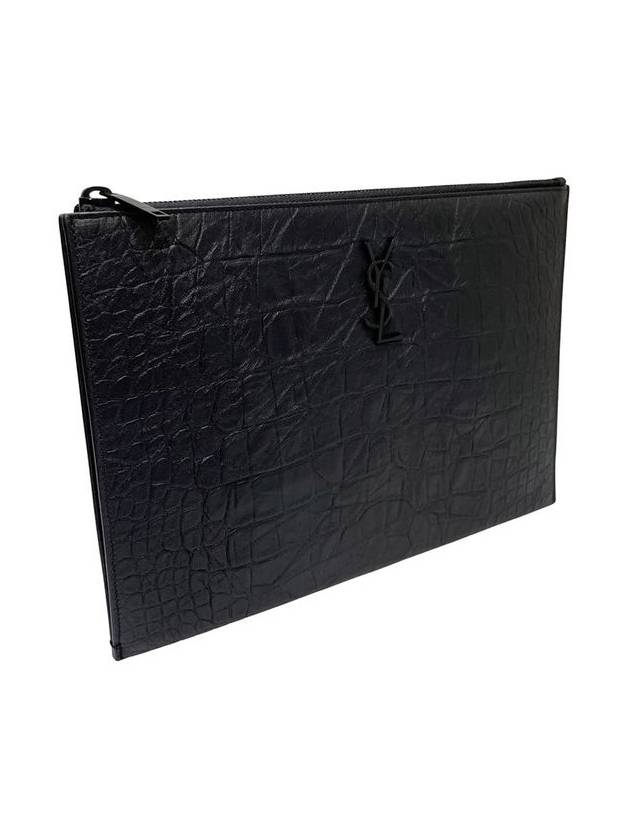 Women s 453249 Monogram Black Logo Medium Clutch - SAINT LAURENT - BALAAN 4