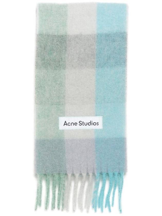 Check Mohair Muffler Turquoise Grey Mint - ACNE STUDIOS - BALAAN 1