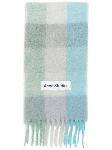 Mohair Check Muffler Turquoise Grey Mint - ACNE STUDIOS - BALAAN 1