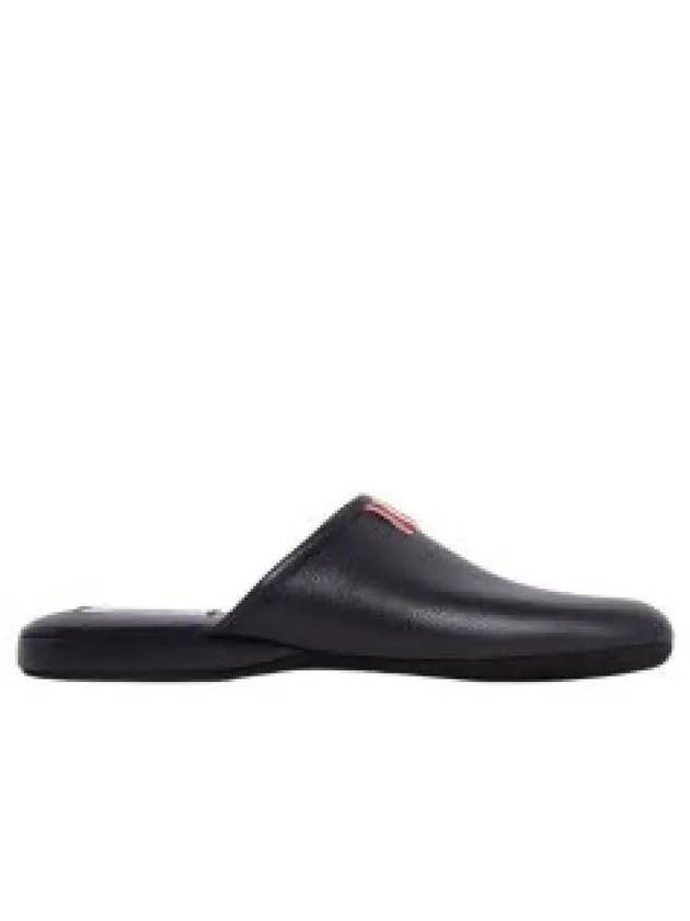 Pebbled Grosgrain Tab Leather Slippers Black - THOM BROWNE - BALAAN 2